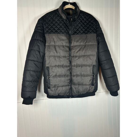 lMen's Quilted Porter Puffer Black Gray Jacket Stand Up collar Sz 3XL - Picture 1 of 9